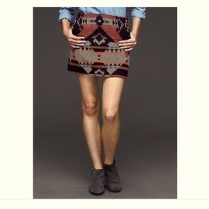 Wool blend, Southwest Aztec Mini Skirt